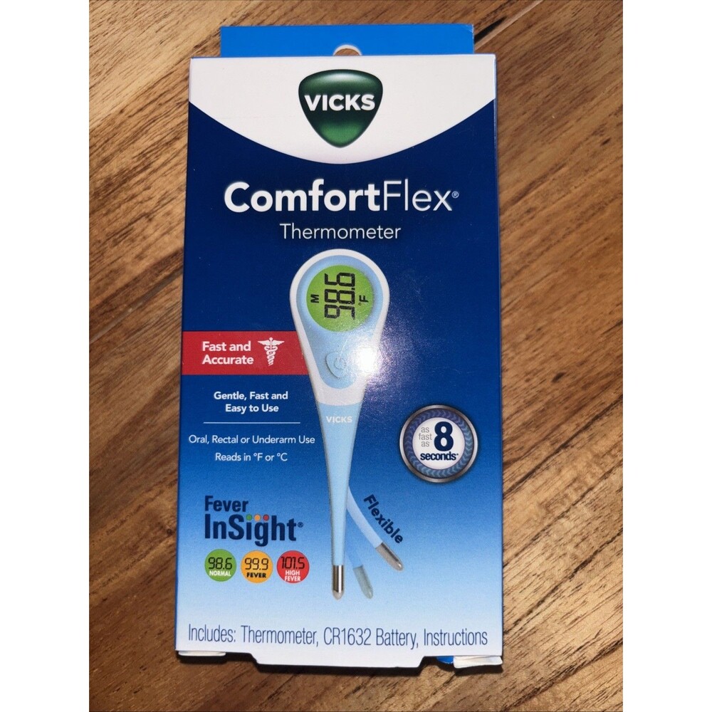 Vicks ComfortFlex Digital Thermometer: Accurate Color-Coded Reading in 8 Seconds